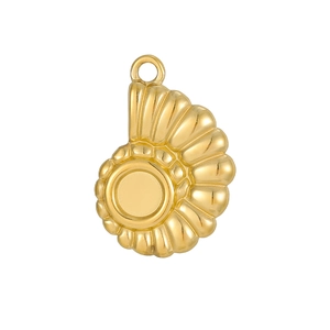 Polished gold stainless steel nautilus shell pendant charm for DIY jewelry making