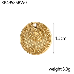 French vintage style stainless steel round flower embossed pendant for jewelry making