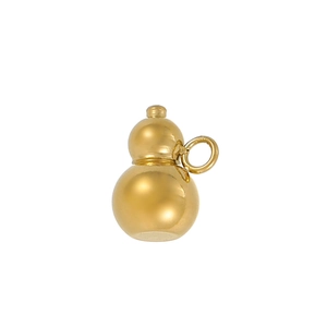 Polished gold gourd pendant detail with shiny metallic finish and side ring connector