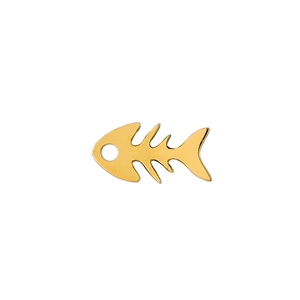 Detailed view of a gold-plated fishbone pendant for DIY jewelry making accessories