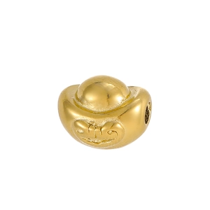 Golden ingot style stainless steel pendant with traditional embossed fortune pattern
