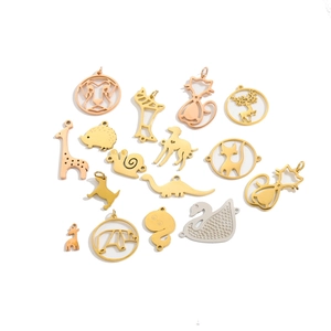 Various gold and silver stainless steel animal pendants for DIY jewelry making and crafts