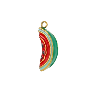 Cute stainless steel watermelon slice pendant with colorful enamel for DIY jewelry making
