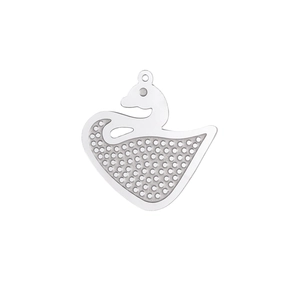 Silver hollow swan pendant in stainless steel for DIY jewelry making and necklaces