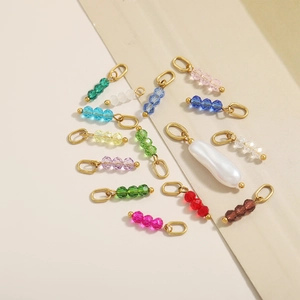 Pendenti in acciaio inossidabile vintage francese con perle colorate e chiusura dorata DIY