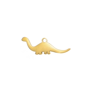 Polished gold dinosaur pendant accessory in minimalist long-neck brontosaurus silhouette