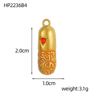 Detailed dimension drawing showing 2.0cm height and 1.0cm width of capsule star pendant