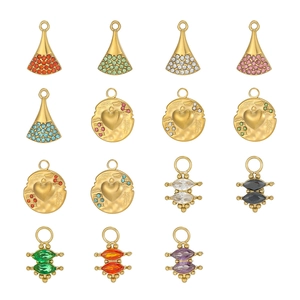 Edelstahl Zirkonia Anhänger DIY Schmuckherstellung Charms Herz Fächer Marquise Form Gold Vergoldet Halskette Ohrring Zubehör