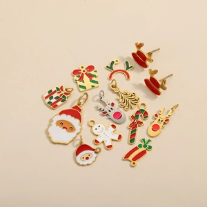 Set di ciondoli natalizi in acciaio inossidabile con Babbo Natale e renna per gioielli DIY
