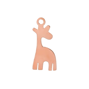 Macro detail of giraffe animal pendant in rose gold finish with top hanging loop