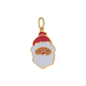 Ciondolo Babbo Natale in smalto con cappello rosso e barba bianca per gioielli fai da te