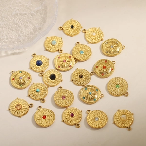Vintage irregular tarot star pendants in gold stainless steel with colorful zircon inlay