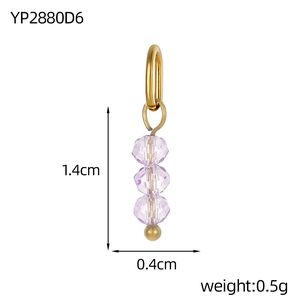 Elegante ciondolo in acciaio inossidabile con asola ovale e tre perline viola