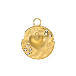 Goldener Herzanhänger mit gewelltem Rand und funkelnden Zirkonia für DIY-Halsketten