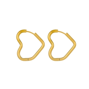 Elegant gold heart-shaped stainless steel hoop earrings with minimalist polished finish