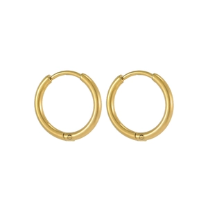 Minimalist high-polish golden stainless steel hoop earrings with hidden hinge closure