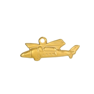 Matte goldene Hubschrauber Anhänger aus Edelstahl mit detailliertem Rotor und Heck