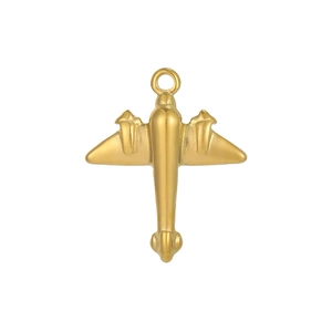 Detaillierter goldener Edelstahl Flugzeug-Anhänger für DIY Halsketten und Schmuck