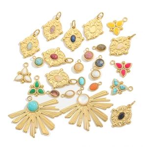 Bohemian gold stainless steel pendants featuring turquoise and starburst stone designs