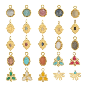 Exquisite Stainless Steel Pendants Gold Plated Natural Stone Turquoise Starburst DIY Jewelry Making Findings For Women Necklace Pendant Only