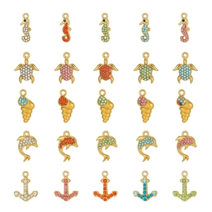 Alloy Zirconia Marine Charm Pendants Sea Horse Turtle Dolphin Shell Anchor For DIY Necklace Bracelet Jewelry Making