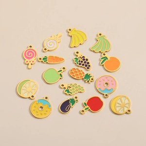 Colorful enamel fruit and vegetable charms for DIY Y2K jewelry necklaces and bracelets