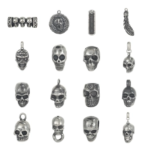 Vintage Gothic Stainless Steel Skull Pendant For Halloween DIY Jewelry Making Antique Silver Gothic Punk Rock Unisex Skull Charm