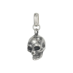 Gothic style stainless steel skull pendant for necklaces with vintage silver finish