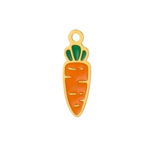 Cute carrot fruit charm in orange enamel with gold plated metal for DIY jewelry making