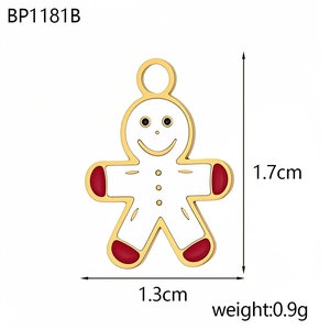 Detailed view of gingerbread man skull pendant with dimensions 1.7cm height and 1.3cm width