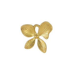 Golden flower pendant with brushed texture and center bead for DIY necklace making