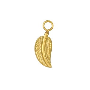 Golden leaf pendant with intricate vein texture and top loop for DIY jewelry making