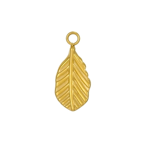 Gold leaf pendant with realistic vein texture and ring loop for DIY jewelry making
