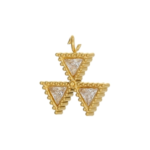 Pendente triangolare in acciaio inossidabile dorato con zirconi cubici scintillanti