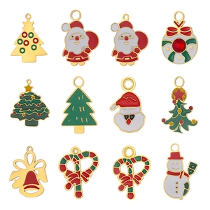 Ciondoli Natalizi in Acciaio Inossidabile Smaltati per Creazione Gioielli Fai-da-te Collana Bracciale Babbo Natale Albero Campana