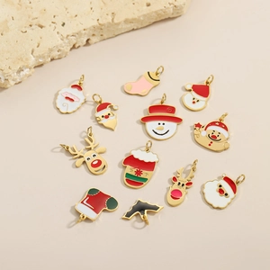 11pcs set of Christmas enamel charms with reindeer and Santa for DIY jewelry making