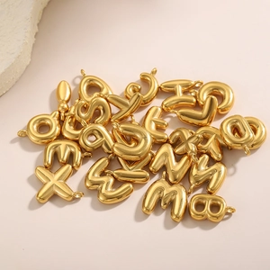 Gold 3D bubble initial letter pendants made of stainless steel for DIY necklace making