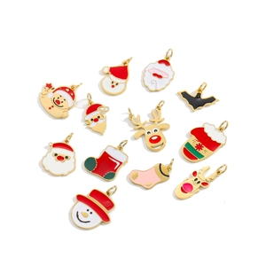 Colorful Christmas DIY enamel pendant set with Santa, reindeer and snowman charms