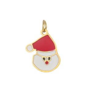 Cute Santa Claus enamel charm with golden metal outline for DIY Christmas jewelry making
