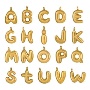 Stainless Steel 3D Bubble Letter Pendants A-Z Alphabet Balloon Style Charms For DIY Jewelry Necklace Making Accessories