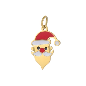 Detail of Santa Claus charm with red and white enamel on a golden metal base
