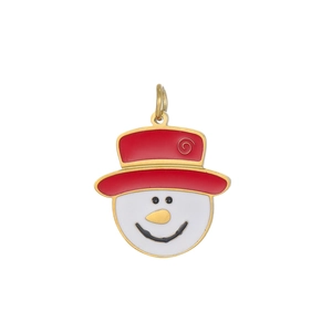 Cute enamel snowman pendant charm made of gold-plated stainless steel for DIY jewelry