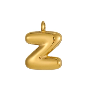 Polished gold bubble letter Z pendant with 3D inflated metallic design for necklaces