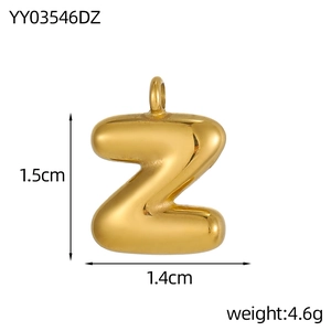 Detailed view of bubble initial Z pendant in gold with 1.5cm by 1.4cm dimensions