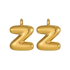 Polished golden 3D puffy bubble letter Z pendant showing a mirror-like metallic finish
