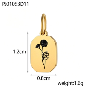 Gedetailleerde weergave van een gouden achthoekige bloemenhanger, 1,2cm x 0,8cm