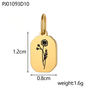 18K gouden rechthoekige bloemenhanger 1,2x0,8cm, minimalistisch geometrisch sieraad