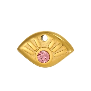 Vergoldeter geometrischer Sonnen-Augen-Anhänger mit rosa Zirkon für DIY-Schmuck
