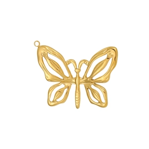 Polished gold butterfly pendant with organic lava texture for DIY jewelry making