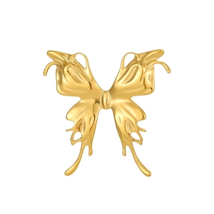 Minimalist gold fluid lava butterfly pendant in polished stainless steel for DIY jewelry
